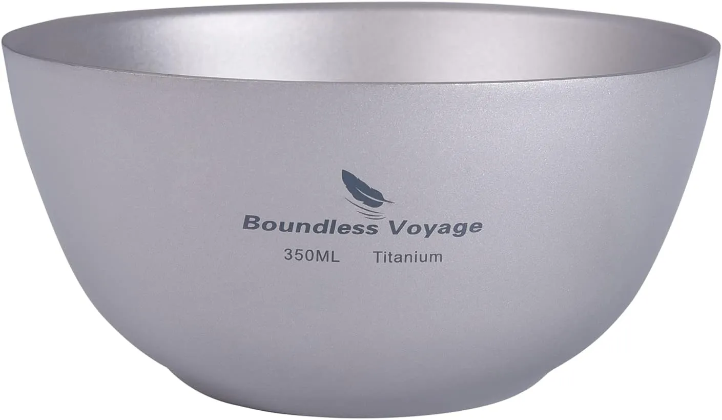 Boundless Voyage 350ML Titanium Double Wall Bowl Ultralight Portable Metal Food Rice Bowl Indoor Outdoor Camping Tableware for Adult Children Ti1094T