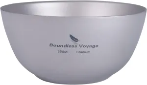 Boundless Voyage 350ML Titanium Double Wall Bowl Ultralight Portable Metal Food Rice Bowl Indoor Outdoor Camping Tableware for Adult Children Ti1094T