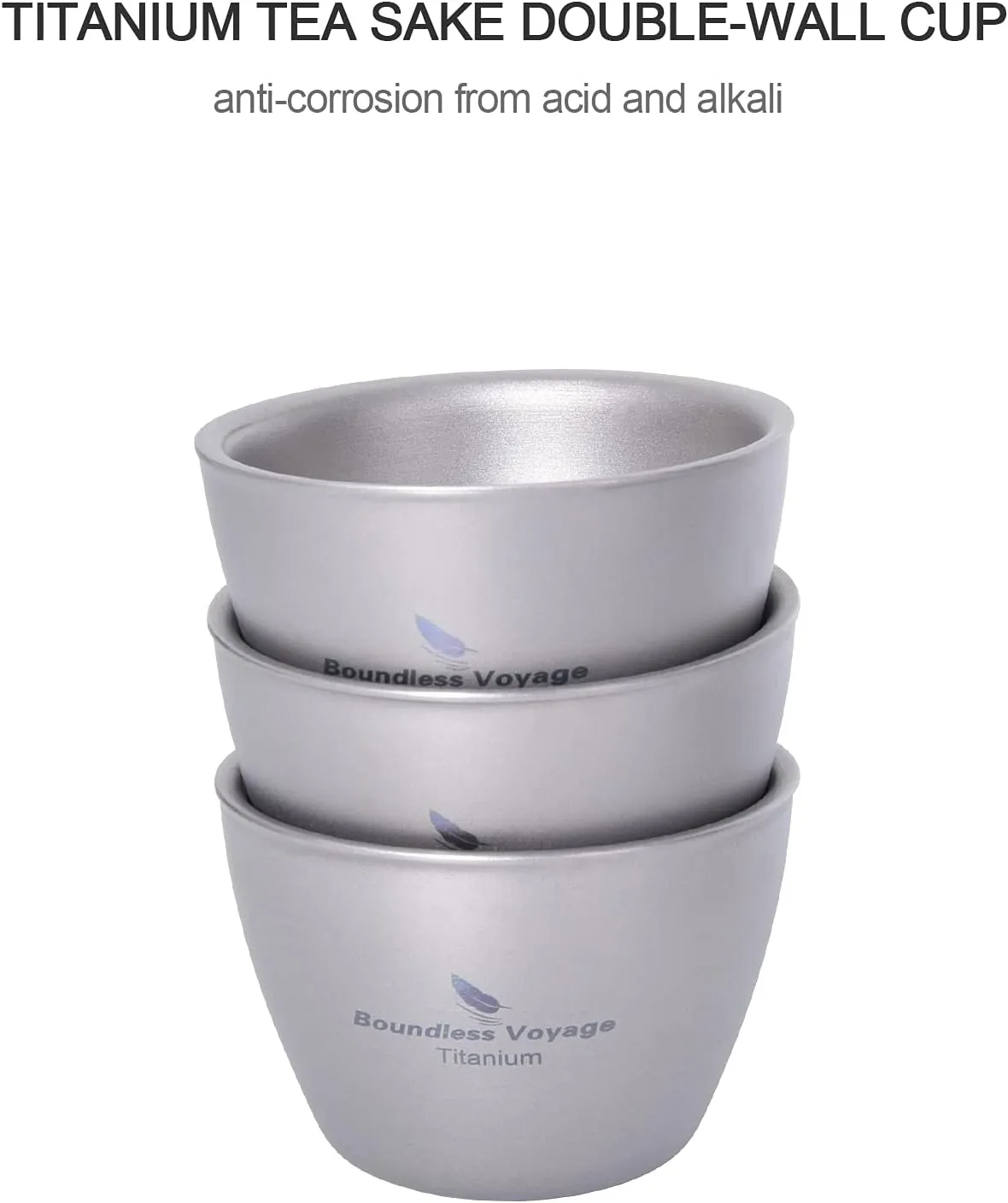 Boundless Voyage Titanium Double-Wall Cup Tea Cup Outdoor Camping Tableware Drinking Mug Picnic Daily Drinkware Home Use Ti3089D