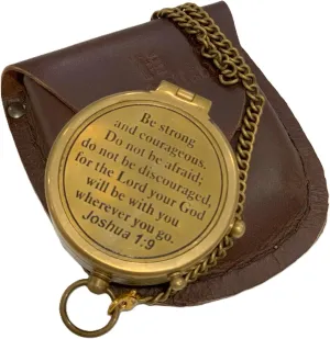 Brass Antique Be Strong and Courageous Quote Compass, Baptism Gifts for Boys, Confirmation Gifts for Teenage Boys, Girls, First Reconciliation Gifts, Religious Gifts for Men, gold