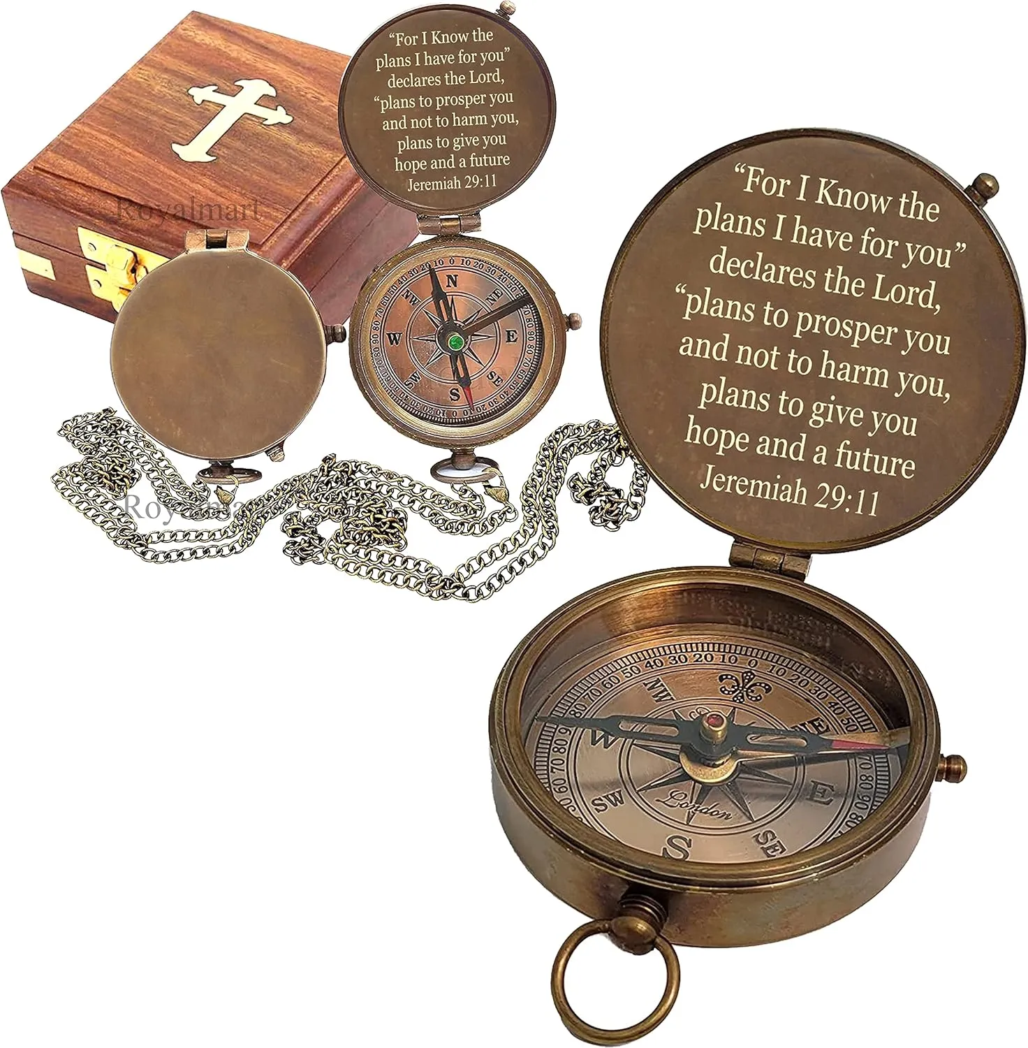 Brass Compass Engraved Gift for Son, Grandson, Daughter, Baptism, Confirmation Communion Godson Church Graduation Day