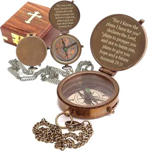 Brass Compass Engraved Gift for Son, Grandson, Daughter, Baptism, Confirmation Communion Godson Church Graduation Day