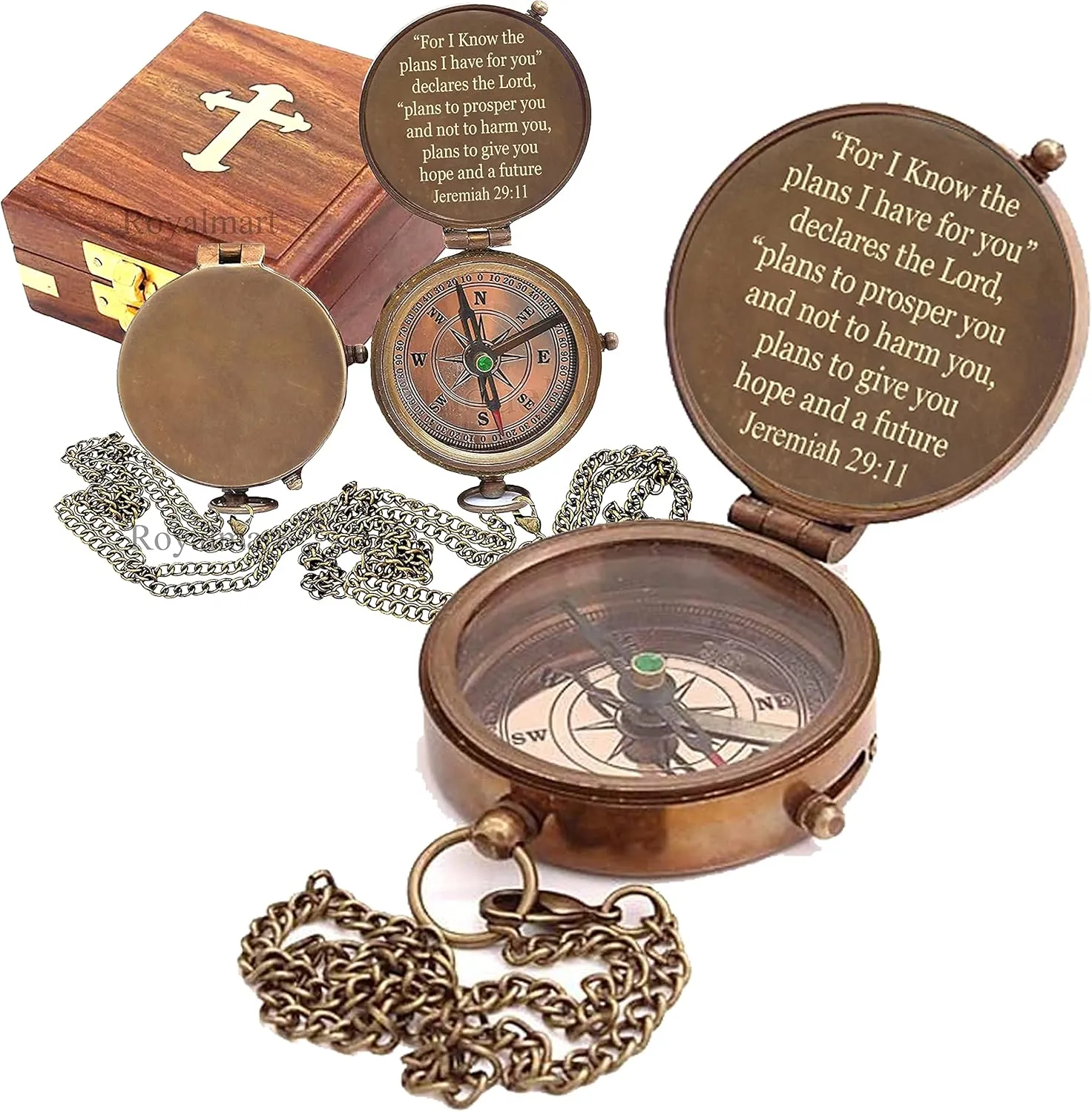 Brass Compass Engraved Gift for Son, Grandson, Daughter, Baptism, Confirmation Communion Godson Church Graduation Day