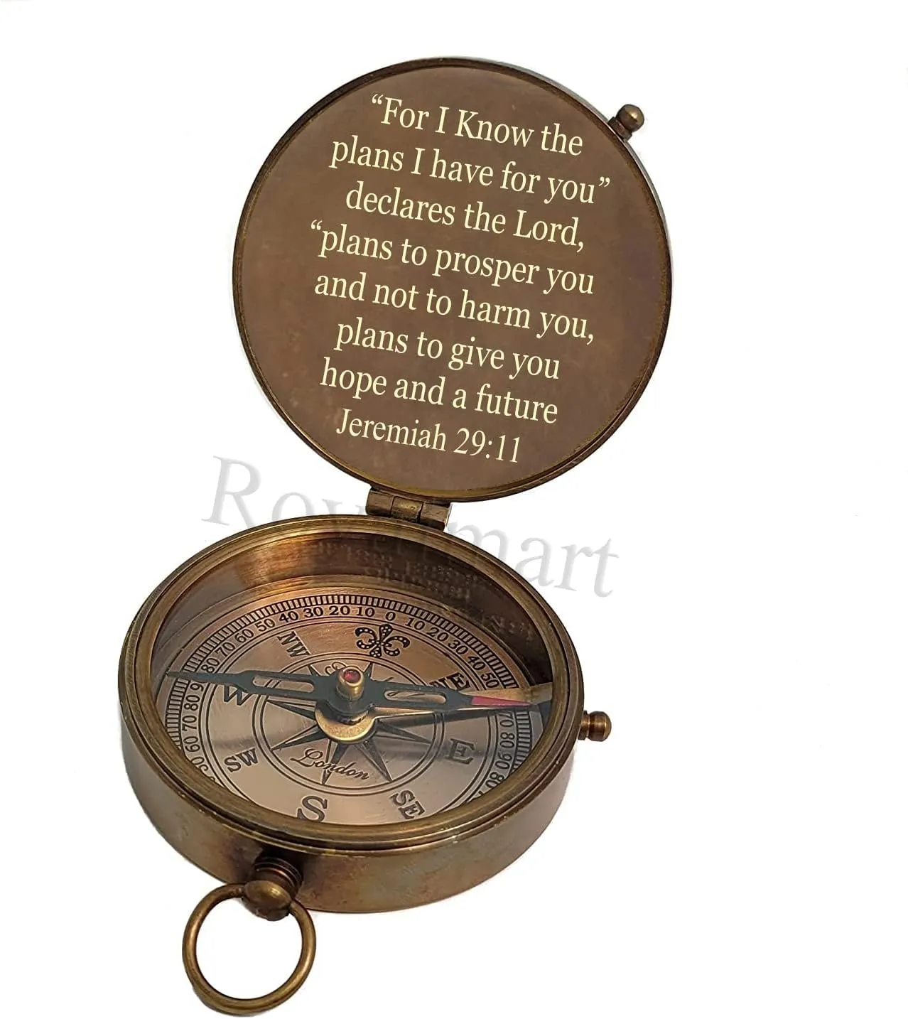 Brass Compass Engraved Gift for Son, Grandson, Daughter, Baptism, Confirmation Communion Godson Church Graduation Day