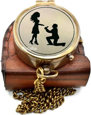 Brass Compass Nautical Pocket Compass Engraved Quote Birthday Wedding Anniversary Christmas Romantic Love Gifts idea for Boyfriend Girlfriend Men Women Him Her, 2x2x1 Inch, Brown Antique