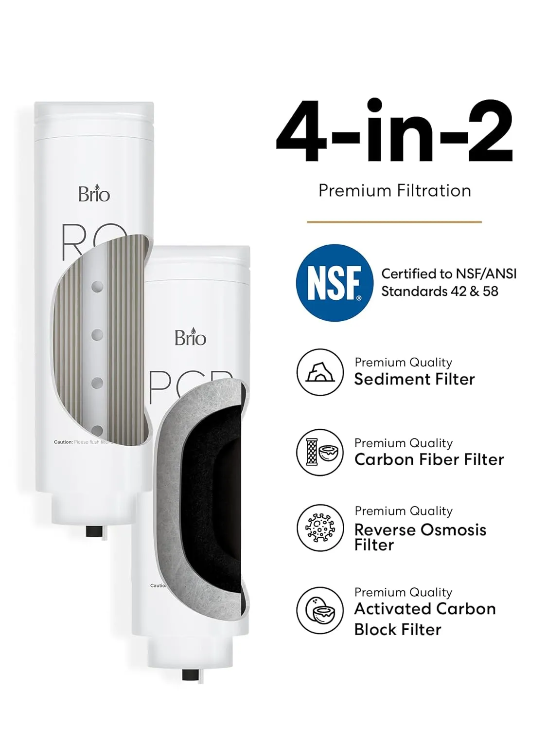 Brio Reverse Osmosis Water Filtration System, 700 GPD, 2:1 Pure to Drain, Tank-Less, Under Sink Faucet Mount