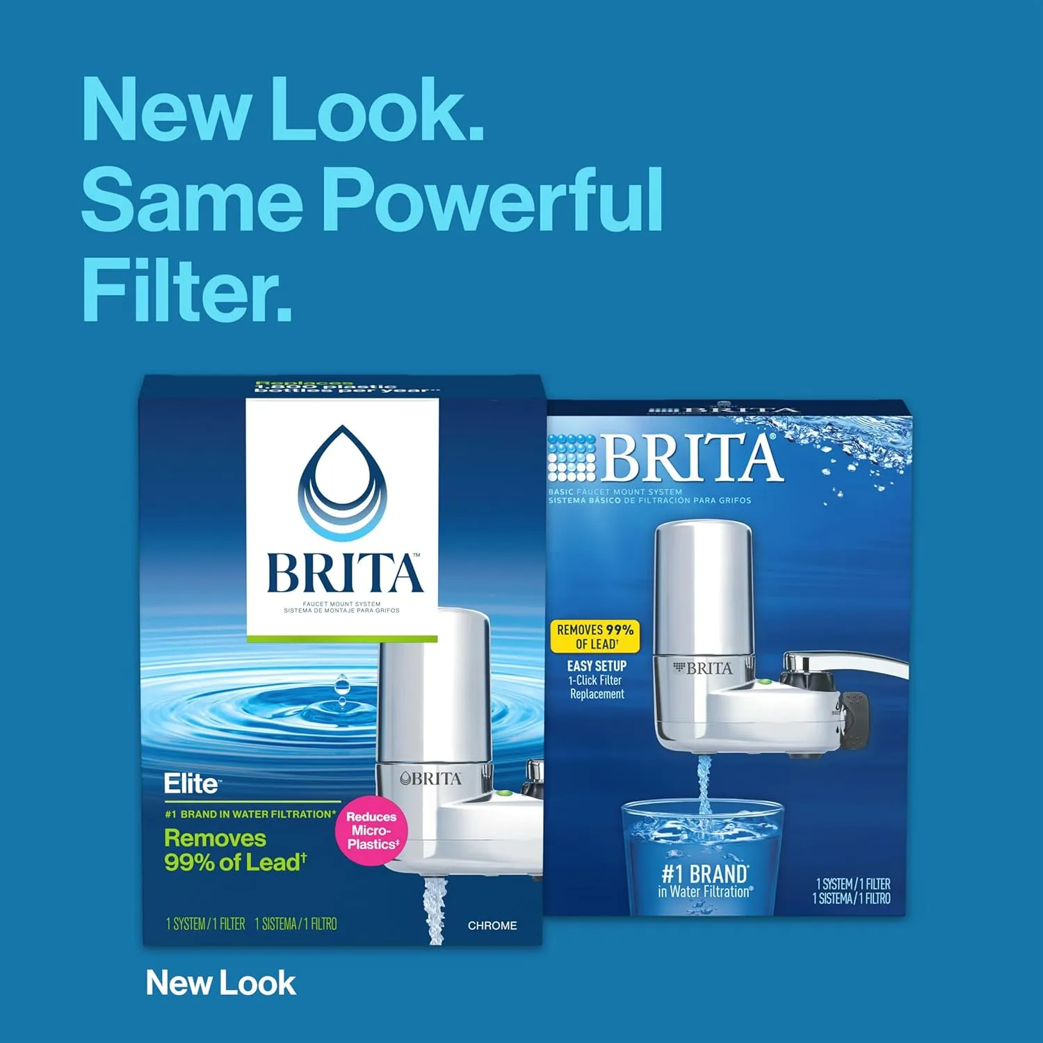 Brita Faucet Mount Water Filter for Sink, Removes 99% of Lead, Elite Filtration System, Includes 1 Replacement Filter, Chrome