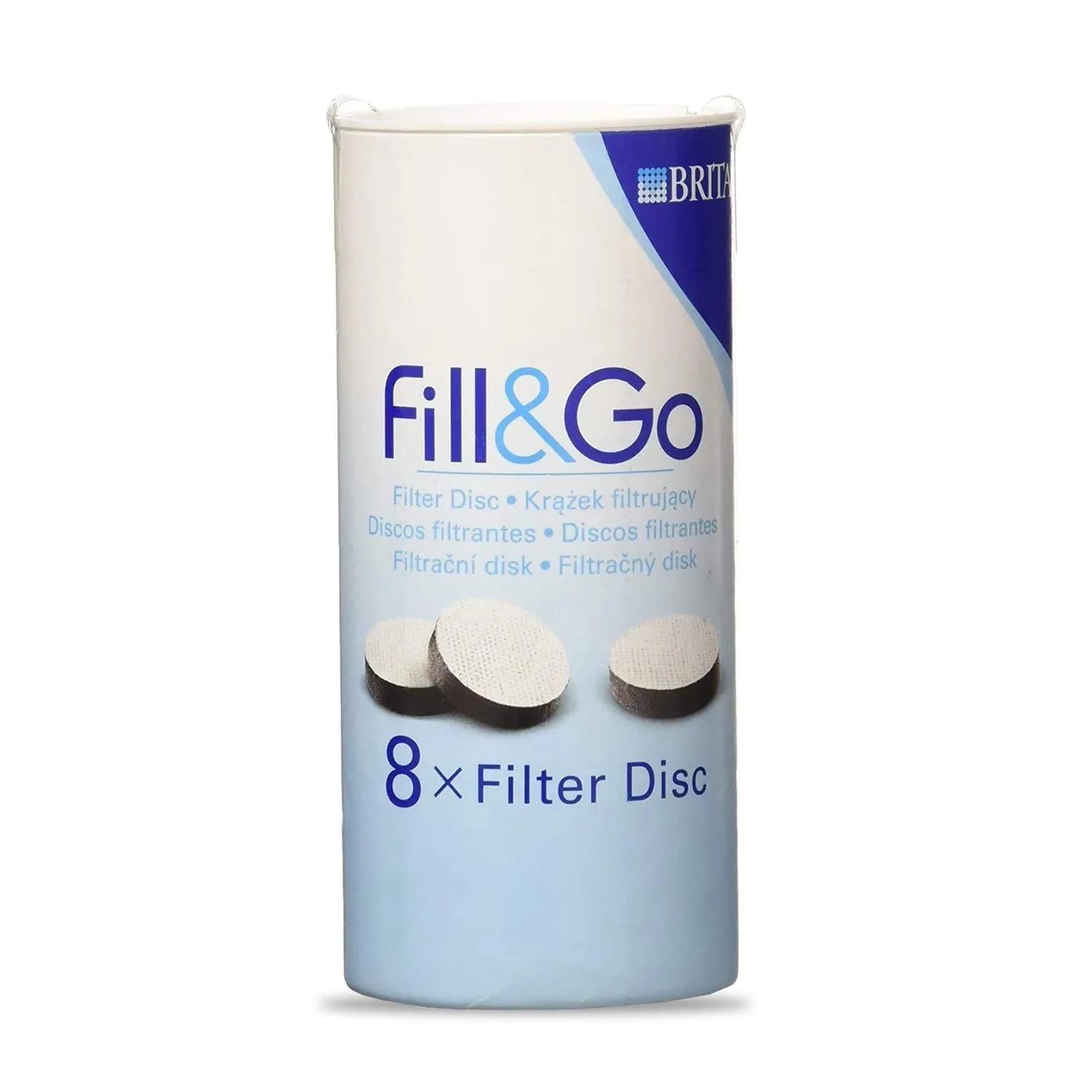 BRITA FillandGo Replacement Water Filter Discs For Water Filtration - Pack of 8