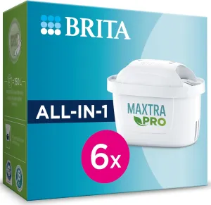 BRITA MAXTRA PRO All-in-1 Water Filter Cartridge (Now Pure Performance) - 6 Pack - Original BRITA Refill reducing impurities, Chlorine, PFAS, pesticides and limescale for tap Water with Better Taste
