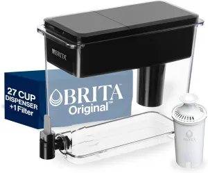 Brita UltraMax Large Water Dispenser With Standard Filter, BPA-Free, Reduces Copper, Cadmium and Mercury Impurities, Lasts 2 Months or 40 Gallons, Includes 1 Filter, Kitchen Accessories, Large 27-Cup