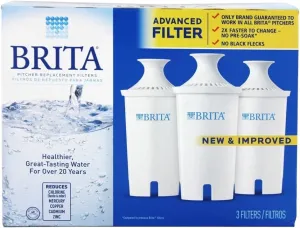Brita Water Pitcher Replacement Filters, White 3 Filters