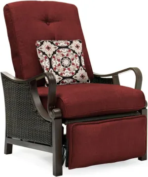 Cambridge Saratoga Hand-Woven Wicker Reclining Chair | Outdoor Luxury Seating | UV Protected Cushions | Weather and Rust Resistant Steel Frame | Crimson Red | SARATOREC-RED