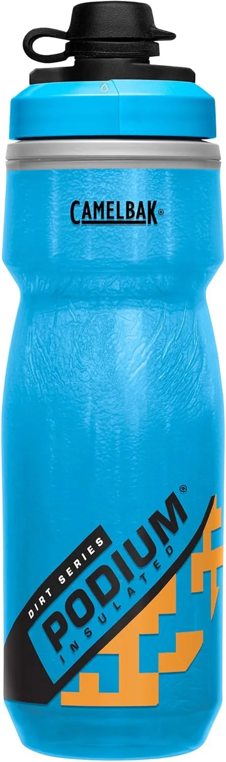 CamelBak Podium Dirt Series Chill Insulated Mountain Bike Squeeze Water Bottle Blue/Orange, 21oz