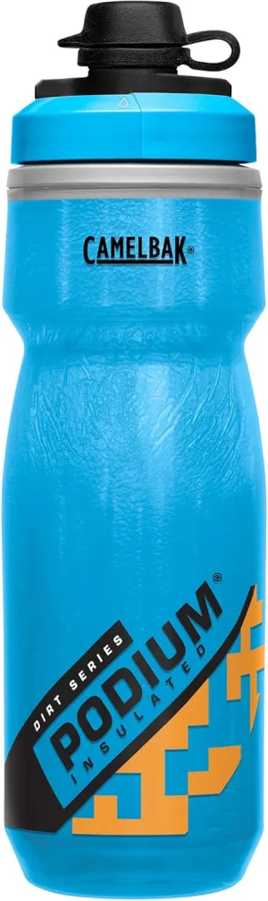 CamelBak Podium Dirt Series Chill Insulated Mountain Bike Squeeze Water Bottle Blue/Orange, 21oz
