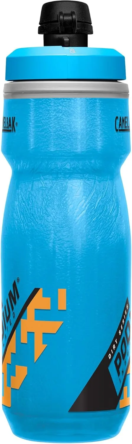 CamelBak Podium Dirt Series Chill Insulated Mountain Bike Squeeze Water Bottle Blue/Orange, 21oz