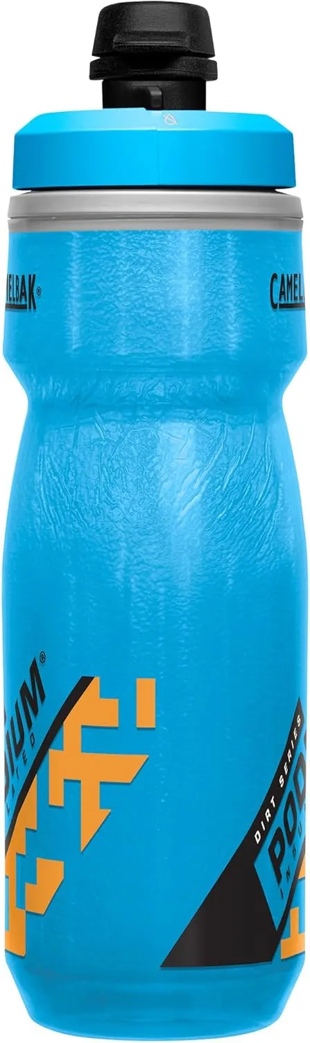 CamelBak Podium Dirt Series Chill Insulated Mountain Bike Squeeze Water Bottle Blue/Orange, 21oz