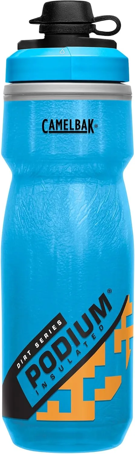 CamelBak Podium Dirt Series Chill Insulated Mountain Bike Squeeze Water Bottle Blue/Orange, 21oz