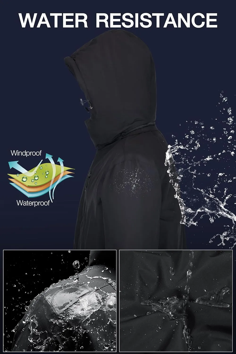 CAMELSPORTS Mens Winter Jacket Waterproof Warm Snow Ski Jackets Faux Fur Fleece Rain Coats with Removable Hood