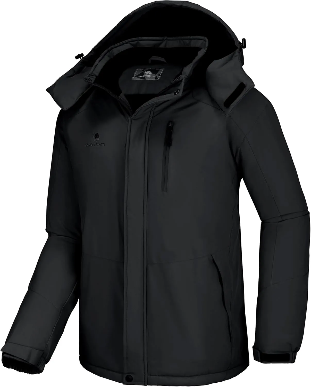 CAMELSPORTS Mens Winter Jacket Waterproof Warm Snow Ski Jackets Faux Fur Fleece Rain Coats with Removable Hood