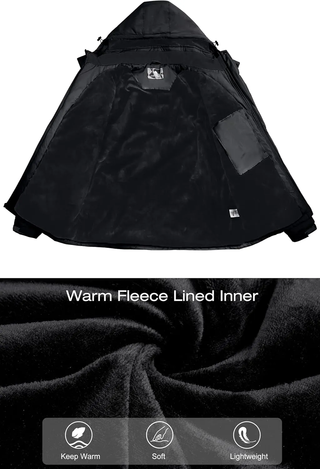 CAMELSPORTS Mens Winter Jacket Waterproof Warm Snow Ski Jackets Faux Fur Fleece Rain Coats with Removable Hood