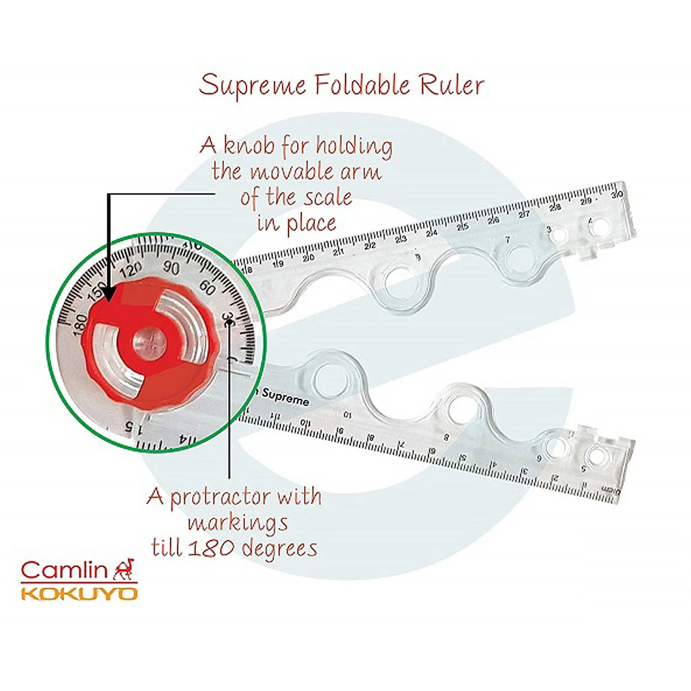 Camlin Supreme Foldable Ruler with Protractor 30 cm