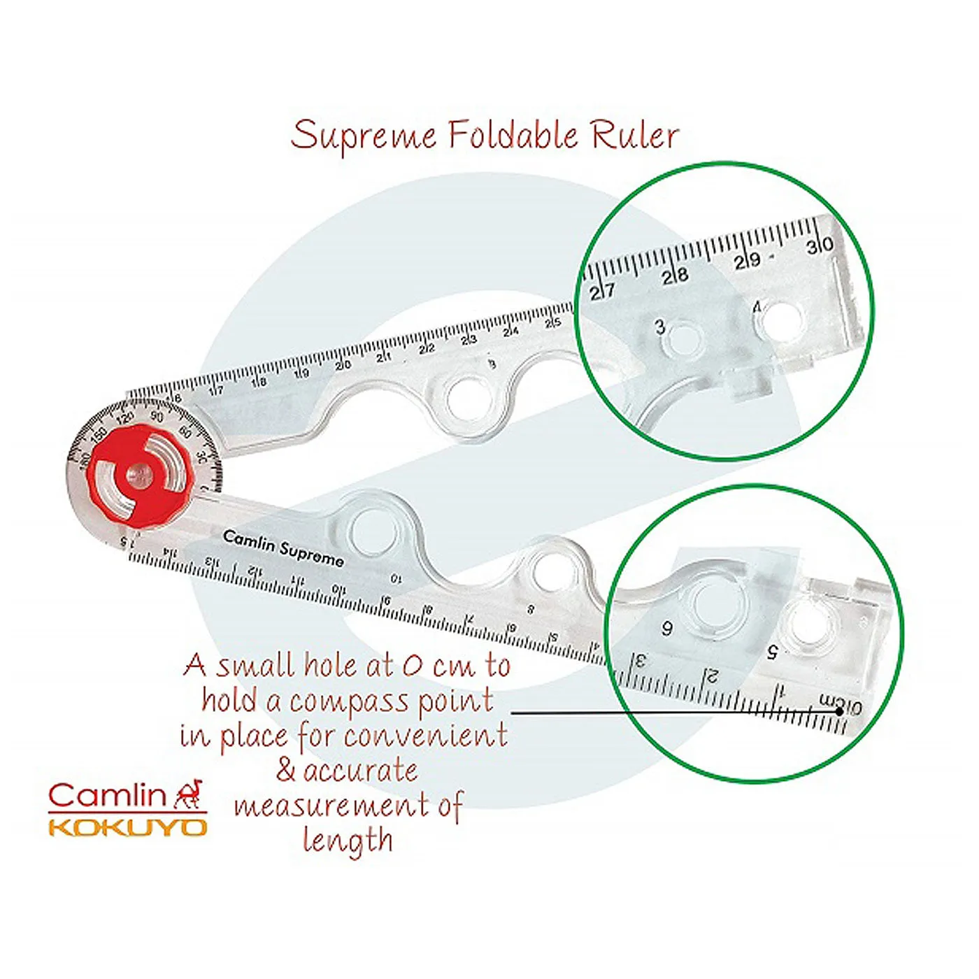 Camlin Supreme Foldable Ruler with Protractor 30 cm