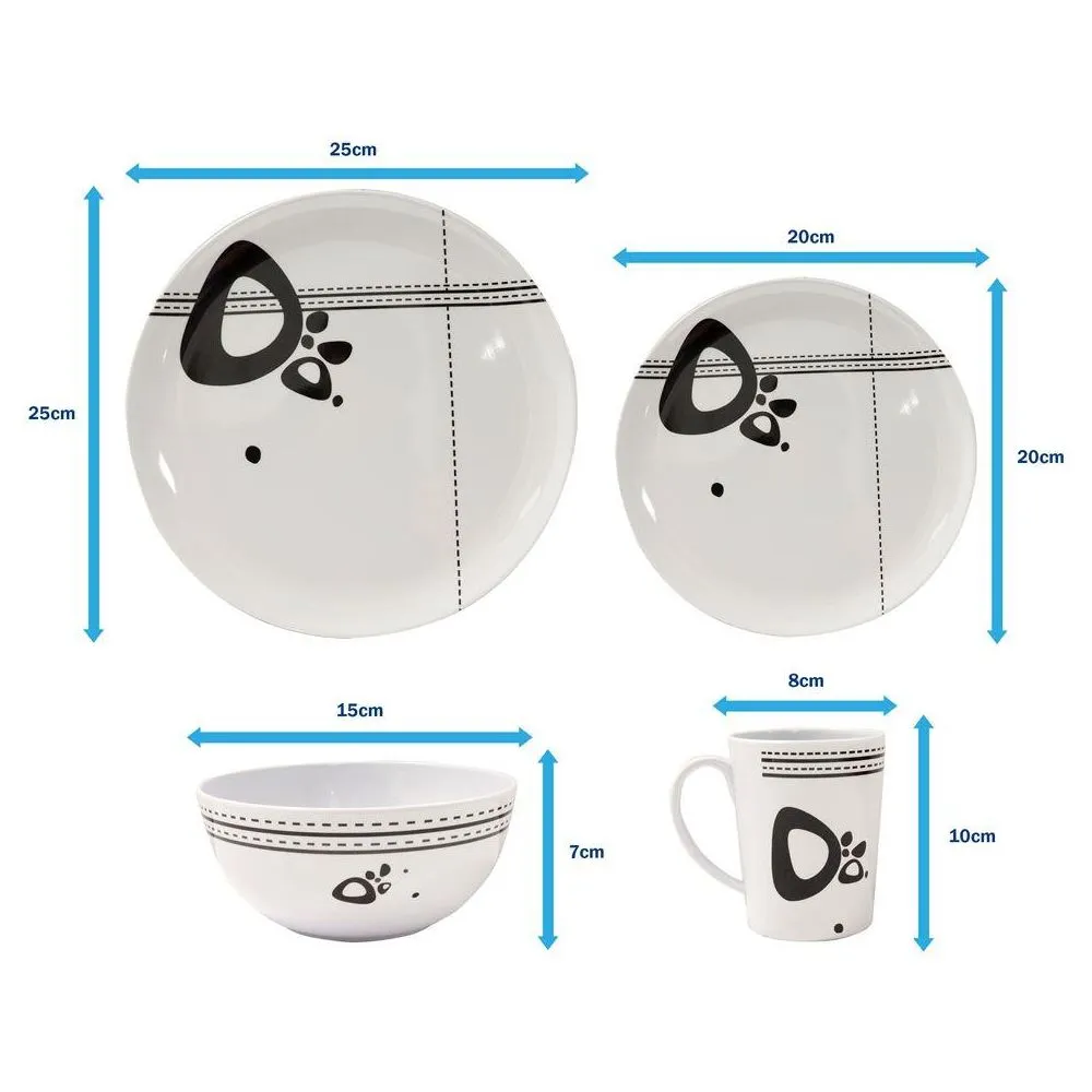Camping Caravan Picnic Fishing Travel Melamine 16pc Dining Dinner Set - Abstract