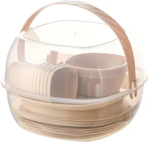 Camping Cookware Mess Kit Foods Container Bowls Plates for BBQ Fishing Beach, 25.3cmx25.3cmx23cm, Beige