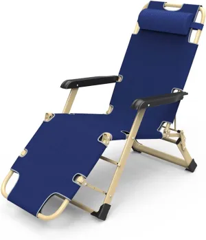 Camping Cot for Adults, Patio Lounge Chair and Flat Folding Cot, Heavy Duty Sleeping Cots, Portable Adjustable Bed Outdoor, Recliner Chair Outdoor, for Home Office Nap, Blue