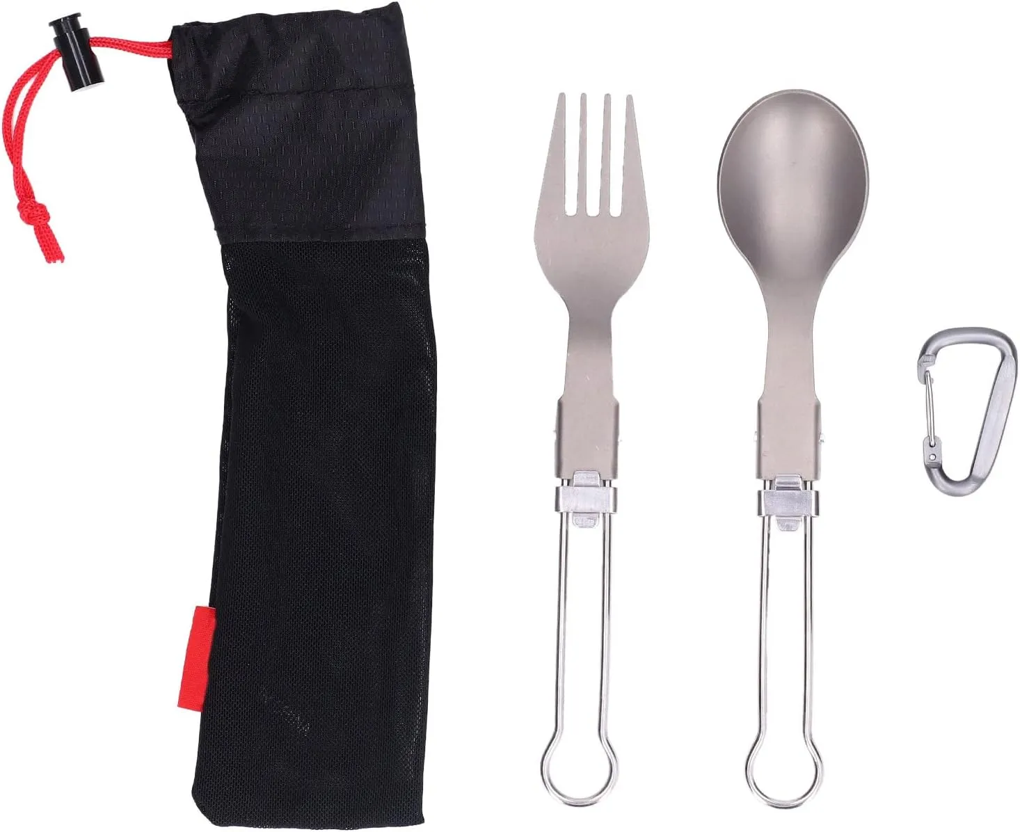 Camping Cutlery Set, Foldable Spoon and Fork, Portable Travel Tableware, Material, Lightweight and, for Outdoor Picnic, Hiking, Traveling