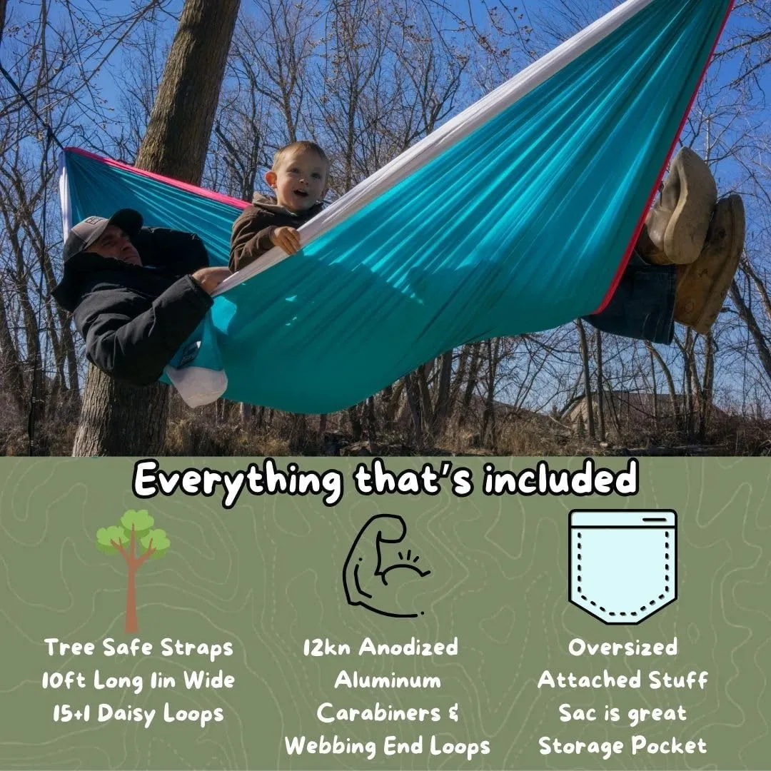 Camping Hammocks | Single Double and Bunk Bed Backpacking Hammock | Featherlite Outdoorsman Survival | hammok hamick hamock | (Just Peachy, Single)