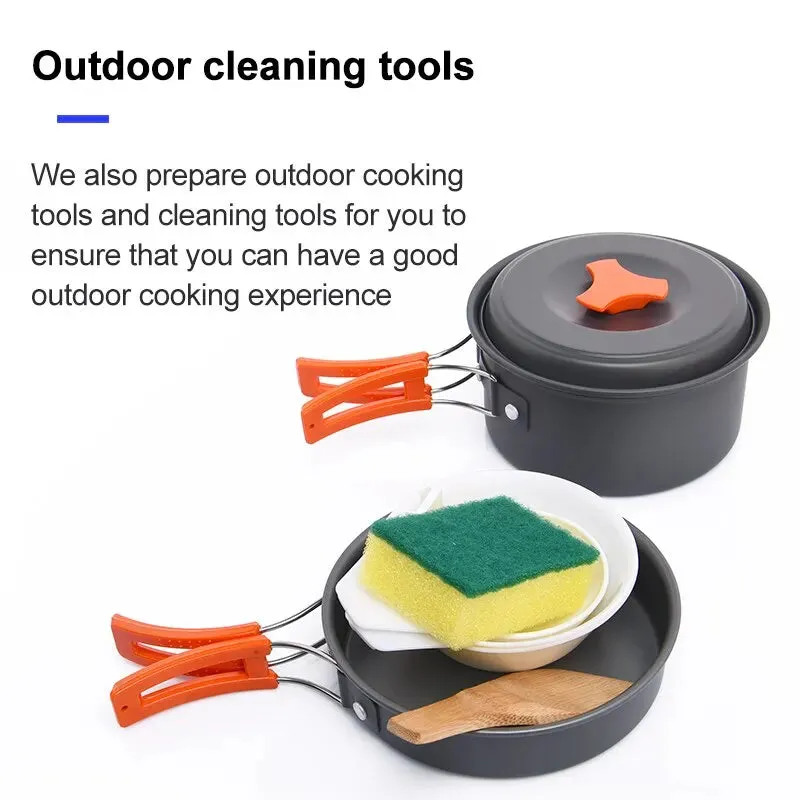 Camping Tableware Outdoor Cookware Set - Pots, Tourist Dishes, Bowler, Kitchen Equipment, Gear Utensils for Hiking, Picnic, and Travel