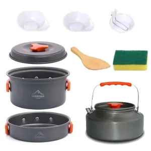 Camping Tableware Outdoor Cookware Set - Pots, Tourist Dishes, Bowler, Kitchen Equipment, Gear Utensils for Hiking, Picnic, and Travel