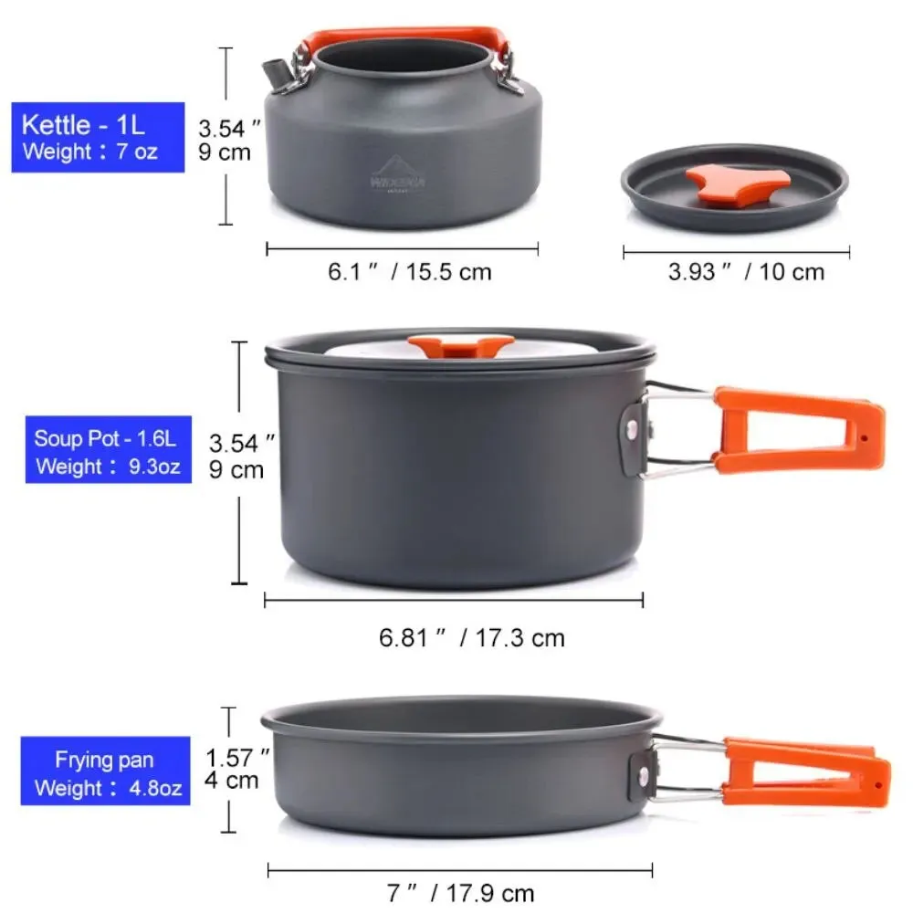 Camping Tableware Outdoor Cookware Set - Pots, Tourist Dishes, Bowler, Kitchen Equipment, Gear Utensils for Hiking, Picnic, and Travel