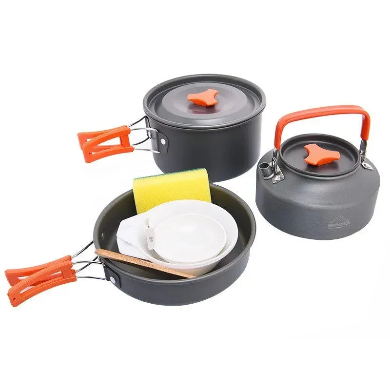 Camping Tableware Outdoor Cookware Set - Pots, Tourist Dishes, Bowler, Kitchen Equipment, Gear Utensils for Hiking, Picnic, and Travel