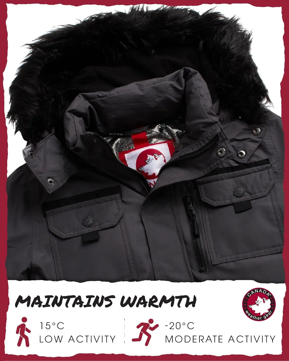 CANADA WEATHER GEAR Boys' Winter Jacket - Heavyweight Water and Wind Resistant Hooded Parka Ski Jacket for Boys (Sizes: 5-20)