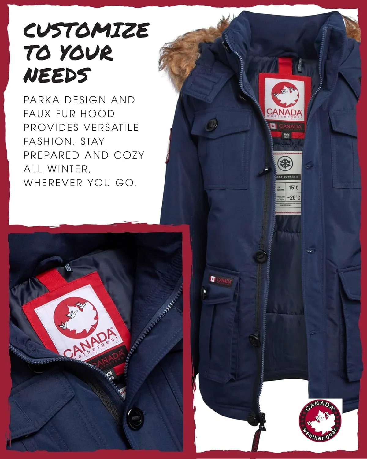 CANADA WEATHER GEAR Boys' Winter Jacket - Heavyweight Water and Wind Resistant Hooded Parka Ski Jacket for Boys (Sizes: 5-20)