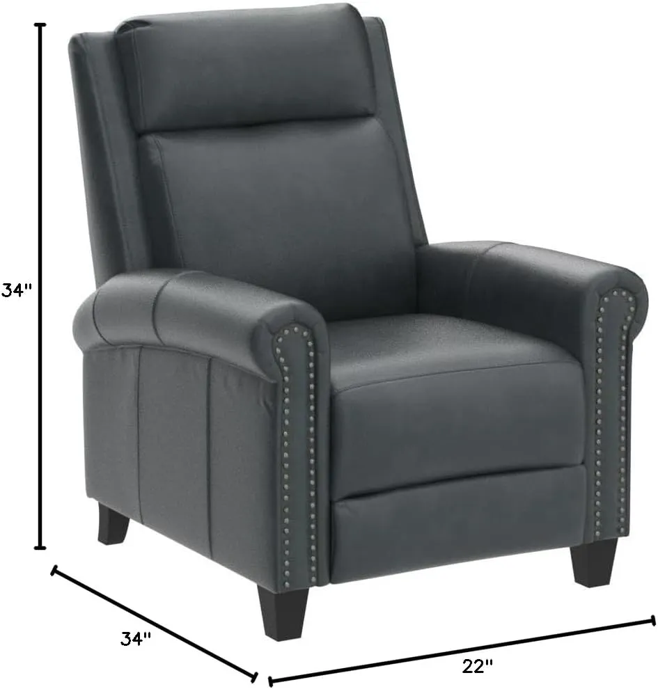 CANMOV Leather Recliner Chair, Classic and Traditional Push Back Recliner Chair with Comfortable Arms and Back for Living Room Bedroom Adjustable Single Sofa, Navy Blue