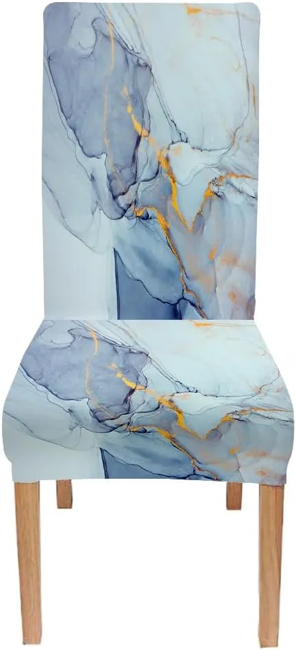 CAPSCEOLL Marble Blue Abstract Printing Dining Chair Covers Set of 6,Stretch Parsons Chair Slipcovers Universal Removable Washable Chair Seat Covers Protector for Dining Room,Kitchen,Hotel