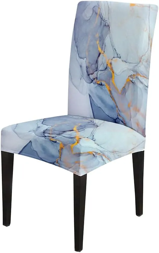 CAPSCEOLL Marble Blue Abstract Printing Dining Chair Covers Set of 6,Stretch Parsons Chair Slipcovers Universal Removable Washable Chair Seat Covers Protector for Dining Room,Kitchen,Hotel