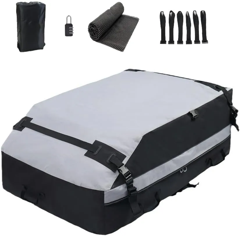 Car Roof Bag for Jeep Compass 2017-2020,Resist Outdoor Dust Car Roof Cargo Bag Folding Soft Roof Bag with Storage Bag,B Gray