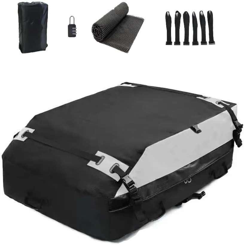 Car Roof Bag for Jeep Compass 2018-2022,Resist Outdoor Dust Car Roof Cargo Bag Folding Soft Roof Bag with Storage Bag,A Black