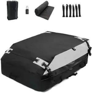 Car Roof Bag for Jeep Compass 2018-2022,Resist Outdoor Dust Car Roof Cargo Bag Folding Soft Roof Bag with Storage Bag,A Black