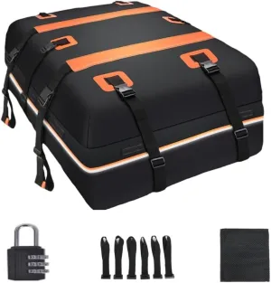 Car Roof Bag for Jeep Compass II 2017-2023,Resist Outdoor Dust Car Roof Cargo Bag Folding Soft Roof Bag with Storage Bag,A Orange
