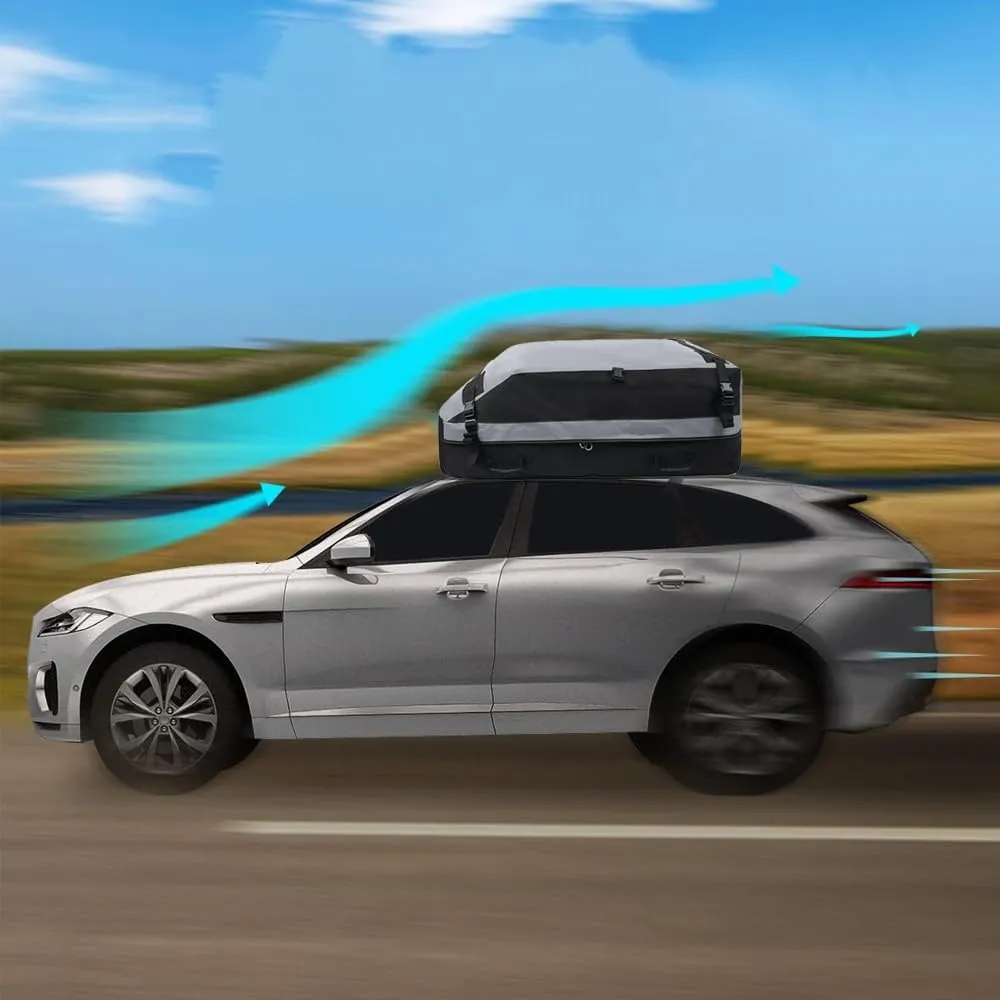 Car Roof Bag for Jeep Compass II 2017-2023,Resist Outdoor Dust Car Roof Cargo Bag Folding Soft Roof Bag with Storage Bag,B Gray