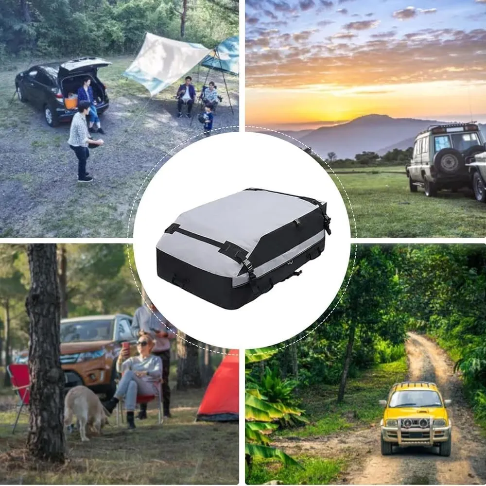 Car Roof Bag for Jeep Compass II 2017-2023,Resist Outdoor Dust Car Roof Cargo Bag Folding Soft Roof Bag with Storage Bag,B Gray
