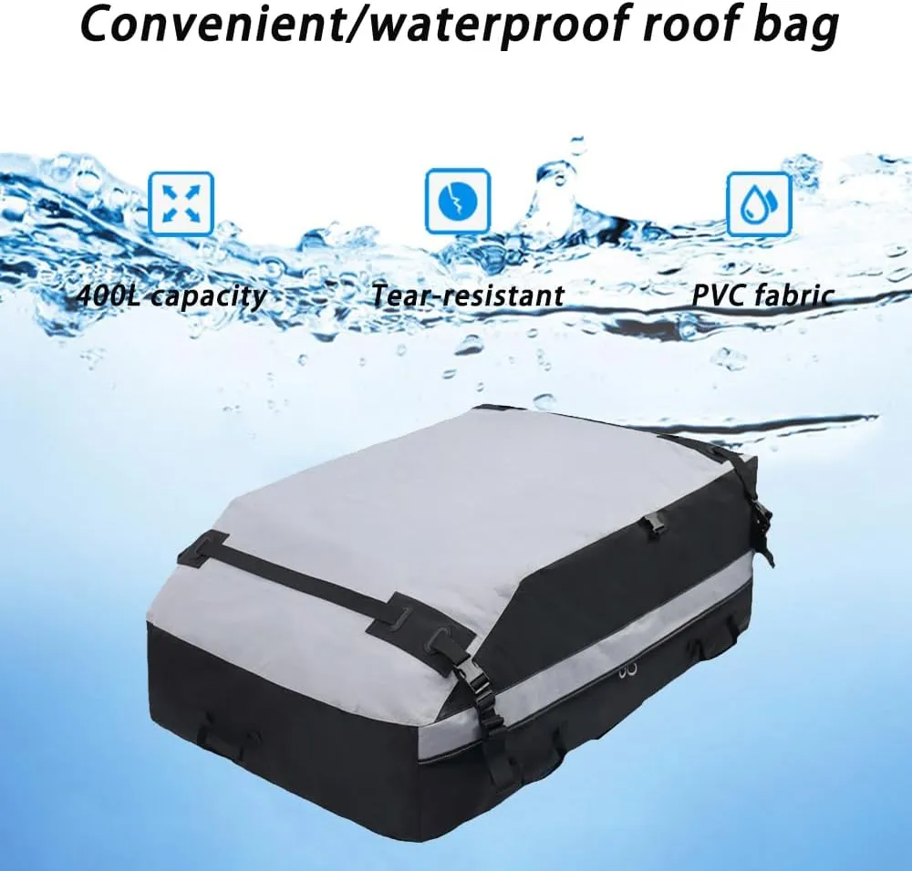 Car Roof Bag for Jeep Compass II 2017-2023,Resist Outdoor Dust Car Roof Cargo Bag Folding Soft Roof Bag with Storage Bag,B Gray