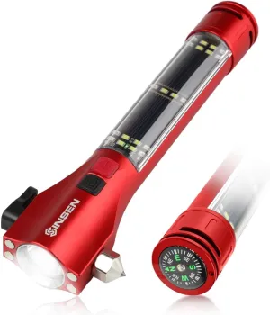 Car Window Breaker Seatbelt Cutter, Emergency Escape Tool with Compass, Multi Tactical Safety Hammer Rescue Kit
