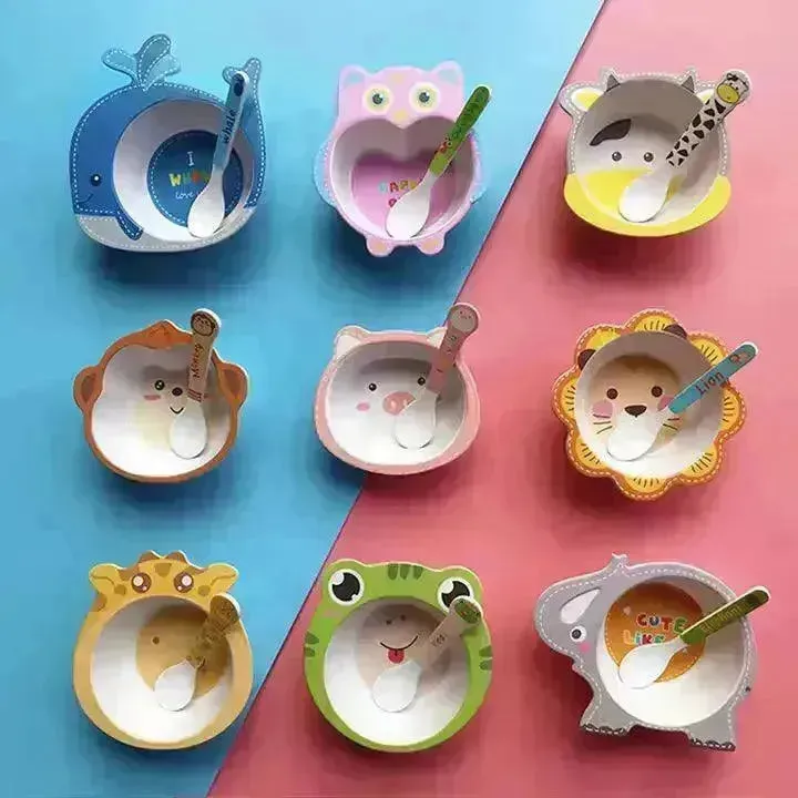 Cartoon Bamboo Fiber Food Dinnerware (Set of 2)