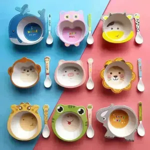 Cartoon Bamboo Fiber Food Dinnerware (Set of 2)
